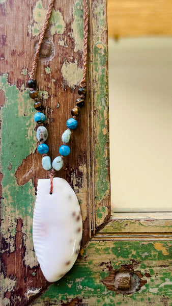 Cowrie Shell & Gem Necklace